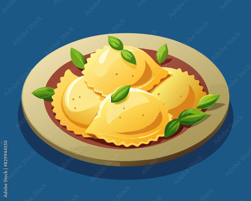 illustration of plate with ravioli