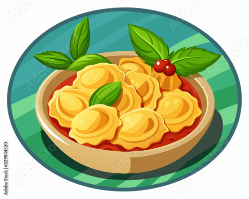 illustration of plate with ravioli