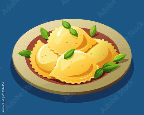 illustration of plate with ravioli