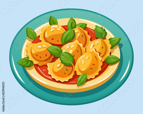 illustration of plate with ravioli