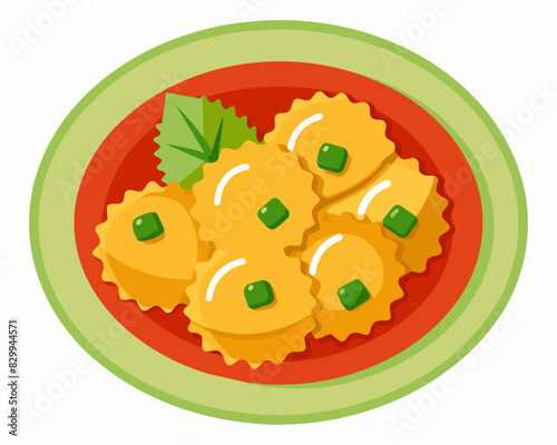illustration of plate with ravioli