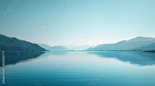 Minimalist Serenity: Commercial Photography of Lakeside Farm and Mountain