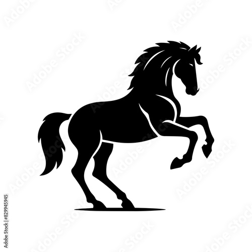 Vector silhouette of a horse in a graceful pose. Simple graphic design