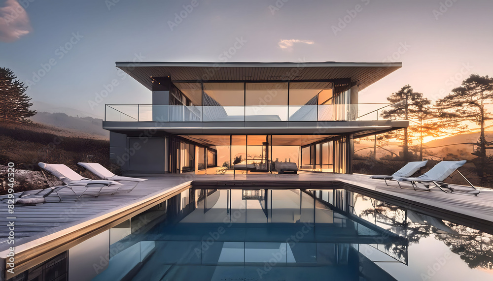Fototapeta premium Modern house with swimming pool