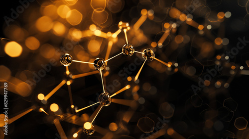 Graphic visualization of caffeine molecules with a molecular structure