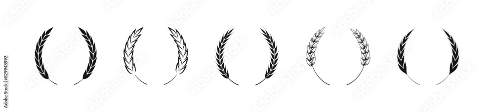 Laurel wreath vector flat collection. Leaf and branch heraldic award set. Laurel wreath vector flat collection. Leaf and branch heraldic award set.