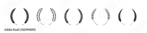 Laurel wreath vector flat collection. Leaf and branch heraldic award set.