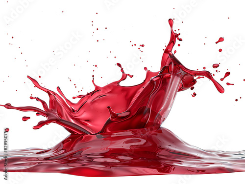 Red splash isolated on white background in realistic high resolution