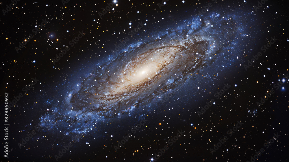 Naklejka premium Star and Galaxy Landscapes: Beautiful photos stars and galaxies offer a mesmerizing glimpse into the vastness the cosmos. Each image reveals the intricate patterns of celestial bodies scattered across