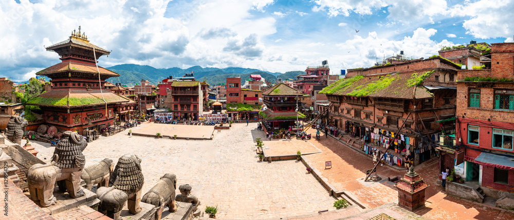 street view of bhaktapur square, nepal