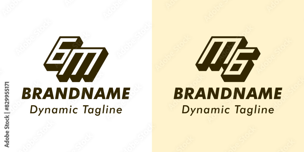 Letters GM and MG 3D Monogram Logo, Suitable for business with MG or GM initials Letters GM and MG 3D Monogram Logo, Suitable for business with MG or GM initials