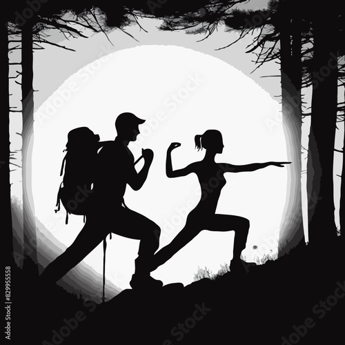 Moonlit Clash: Silhouettes of Strife in the Shadowed Forest