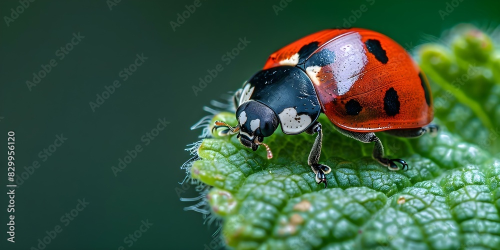 Fototapeta premium Ladybug captured in clos. Concept macro photography, nature, insects, close-up shots