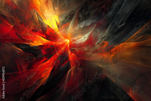 Abstract Fiery Explosion with Vibrant Red and Orange Swirls