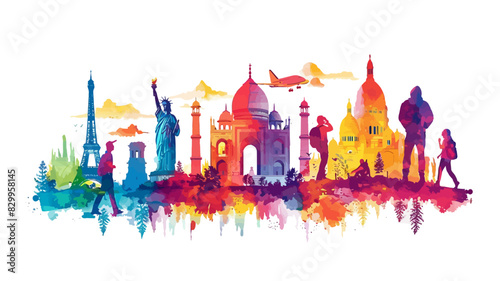 A vibrant illustration of famous landmarks