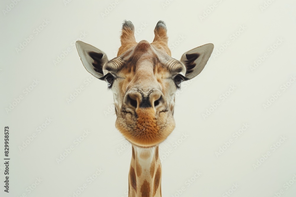 Fototapeta premium Minimalist Giraffe Portrait on a Clean Background