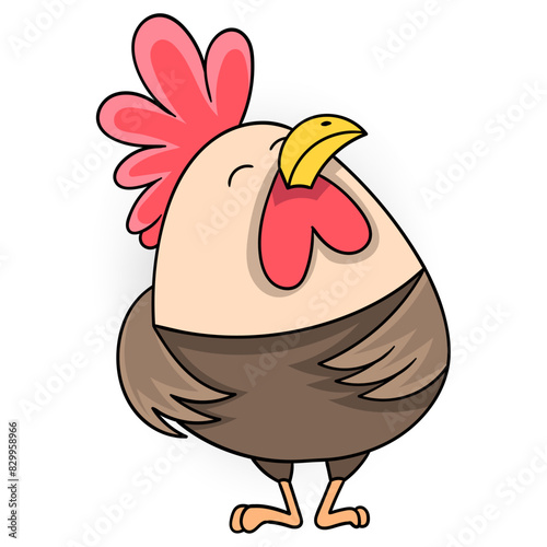 rooster has a happy, arrogant expression