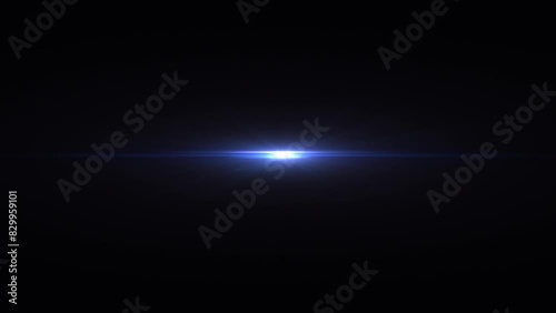 Blue optical lens flares light moving from left to right. Optical lens flare effect. Light Leak, flash lights.