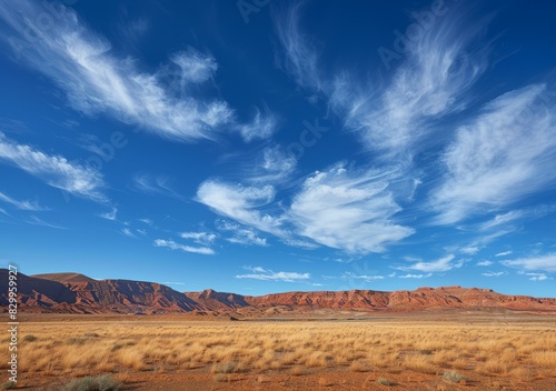 Bleak and Barren Desert Outpost Amidst Expansive Azure Skies photo
