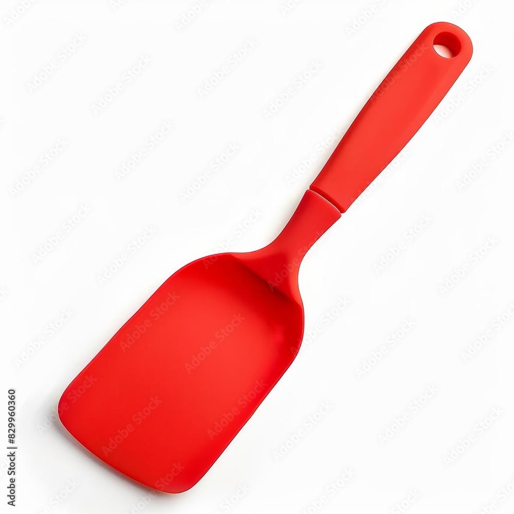 Silicone spatula with a flexible, bright red head and a durable handle, isolated solid white background of, without shadow, single object, detailed, PNG dicut style Silicone spatula with a flexible, bright red head and a durable handle, isolated solid white background of, without shadow, single object, detailed, PNG dicut style