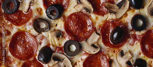 Pepperoni Pizza with Mushrooms and Olives