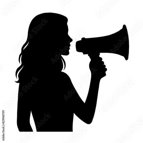 Amplifying Silence: Minimalist Silhouette of a Woman with a Megaphone