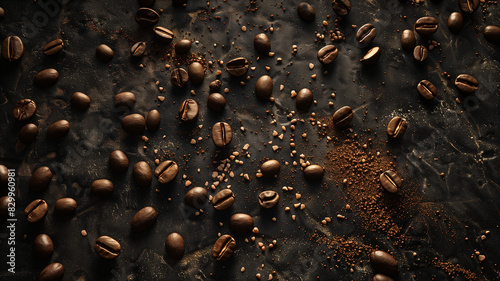 Wallpaper Mural Minimalistic representation of coffee beans scattered on a brown background Torontodigital.ca
