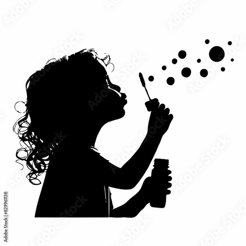 Bubbling Joy: Silhouette of a Playful Child