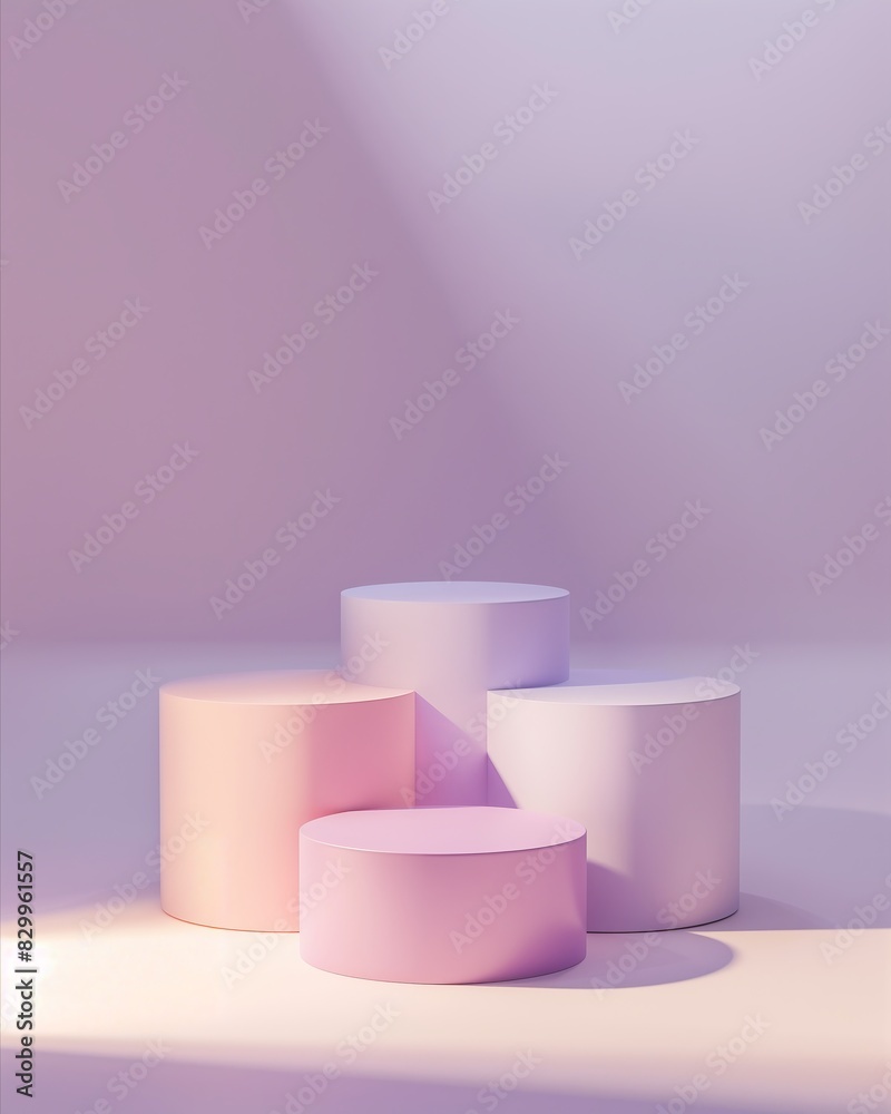 Minimalist Pastel Cylinders in Soft Lighting with Modern Aesthetic Minimalist Pastel Cylinders in Soft Lighting with Modern Aesthetic