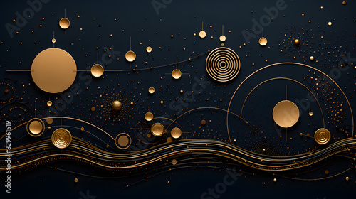 Digital golden delicate wall sculpture decoration poster background