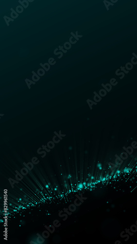 Vertical format:particle wave with depth of field and space for text titles. Ideal for mobile screens and futuristic themes.