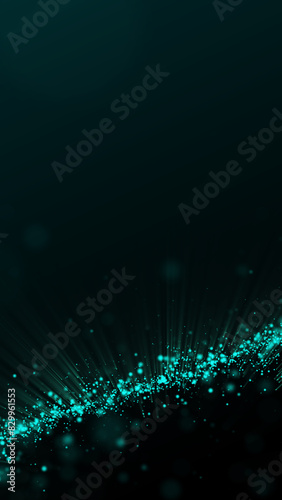 Vertical format:particle wave with depth of field and space for text titles. Ideal for mobile screens and futuristic themes.
