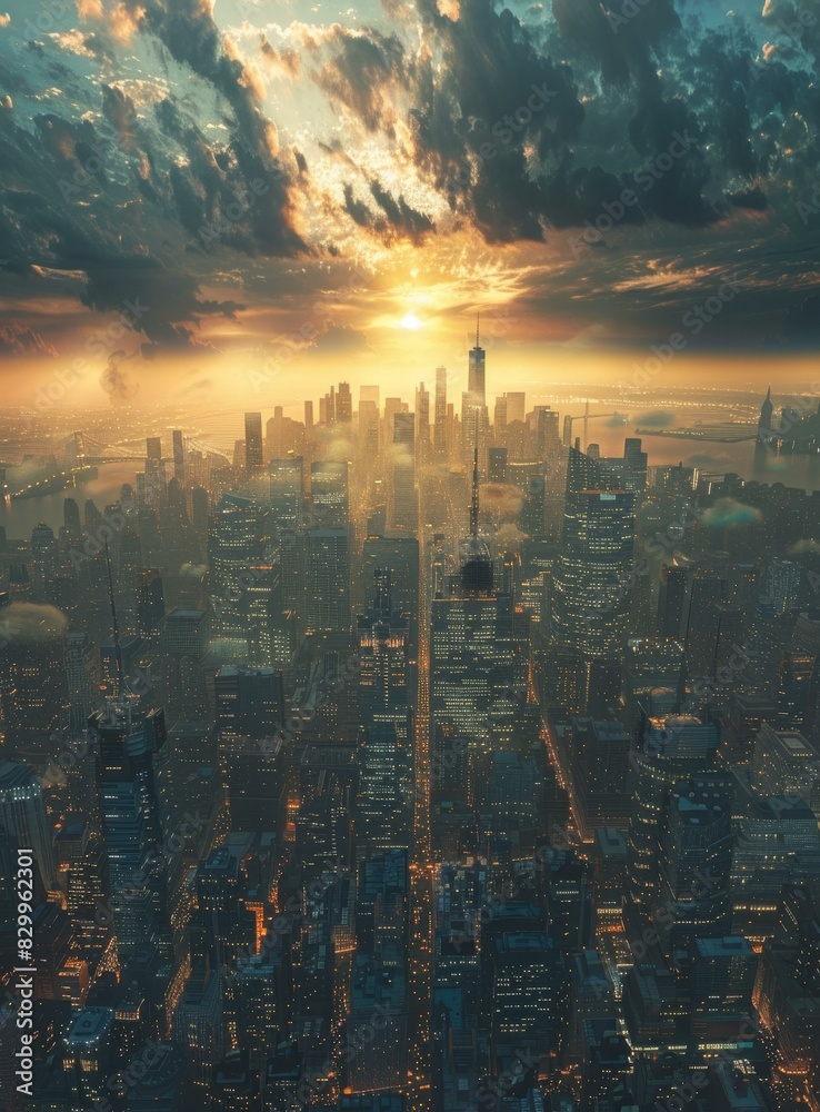 Fototapeta premium City Skyline at Sunset