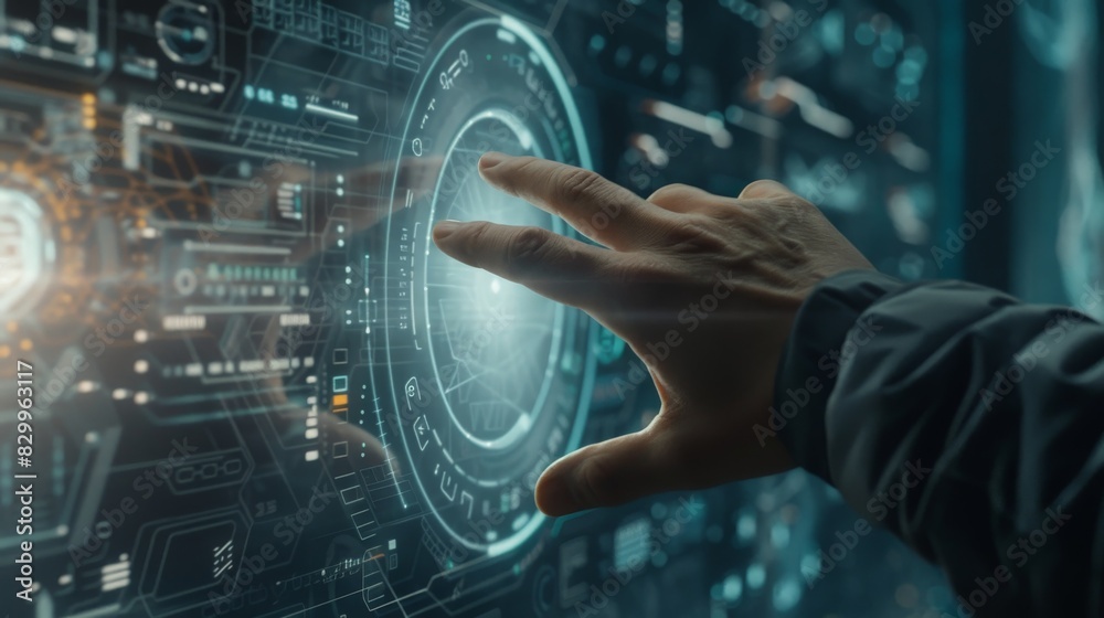 A man's hand reaching out towards a futuristic chatbot interface, symbolizing the potential of technology to bridge global connections and revolutionize human interaction, A man's hand reaching out towards a futuristic chatbot interface, symbolizing the potential of technology to bridge global connections and revolutionize human interaction,