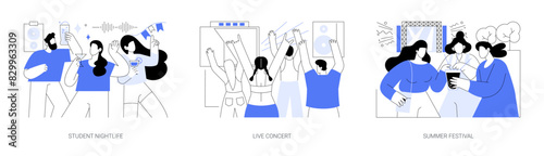 Attending a gig isolated cartoon vector illustrations se