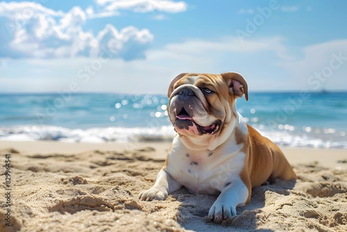 english bulldog on beach © Nature creative