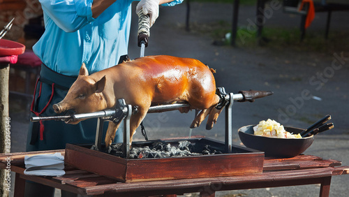 pig on the grill