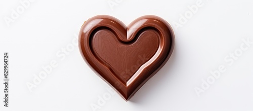 Photo of a heart shaped chocolate on a white background with plenty of space for text or other elements. with copy space image. Place for adding text or design