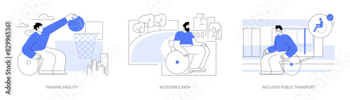 Urban facilities for disabled people isolated cartoon vector illustrations se