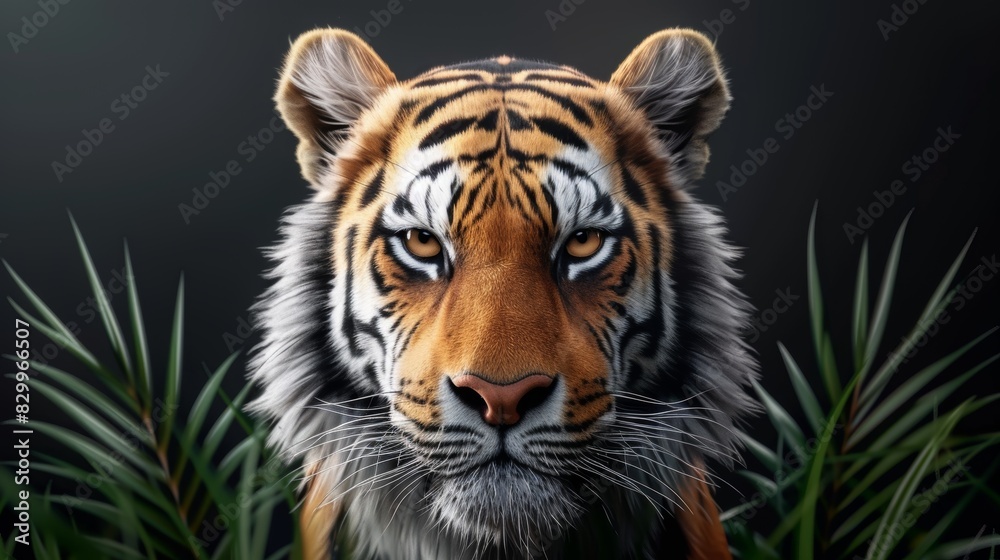 Fototapeta premium Endangered Species Defender Tiger in 3D Render