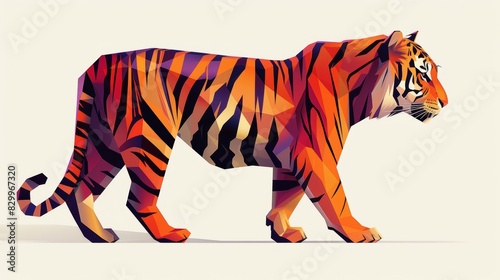 Guardian of Nature Theme Tiger in Flat Design