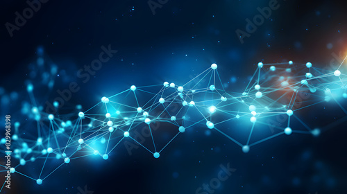 Digital blue network dotted line connection graphics poster background