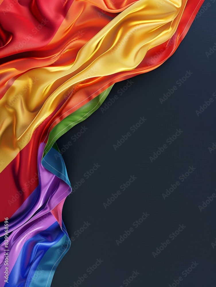 Obraz premium Pride and Freedom - Rainbow Flag Blowing in the Wind with Text Space