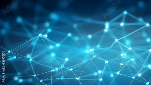 Digital blue network dotted line connection graphics poster background