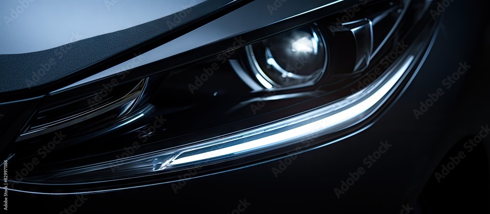 A close up view of a modern car s LED headlight with ample empty space for additional content A close up view of a modern car s LED headlight with ample empty space for additional content
