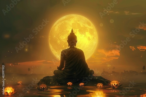 Vesak  Buddha Purnima background  Vaishaka background  magical atmosphere