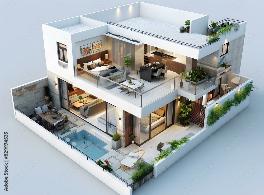 Modern house exterior and interior design Modern house exterior and interior design