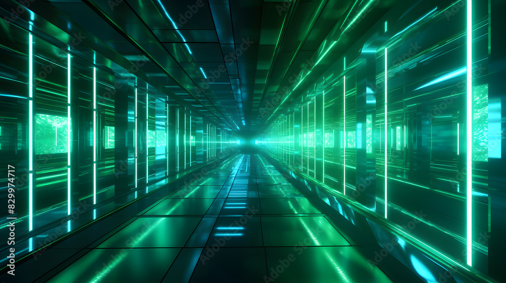 Digital green 3d tunnel geometric abstract graphics poster background Digital green 3d tunnel geometric abstract graphics poster background