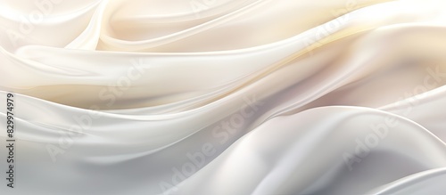 Luxurious white silk cloth with artistic curves and shiny animated waves creates a modern and abstract background It provides copy space perfect for decorating text or advertising purposes