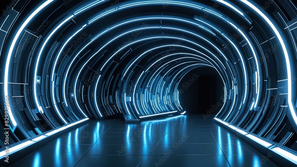 Naklejka premium blue tunnel in the tunnel